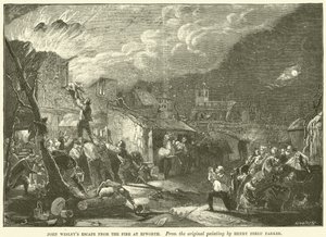 La fuga de John Wesley del incendio en Epworth de Henry Perlee after Parker